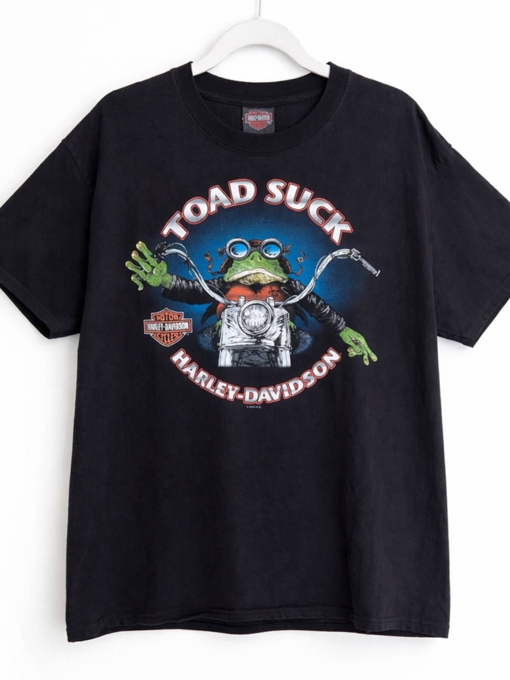 Harley-Davidson Toad Suck Graphic Tee Black Vintage Style Biker Shirt Size L